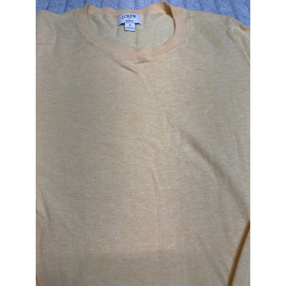 J.Crew Teddie Sweater Womens Small Yellow Heathered Cotton Crewneckโ Long Sleeve